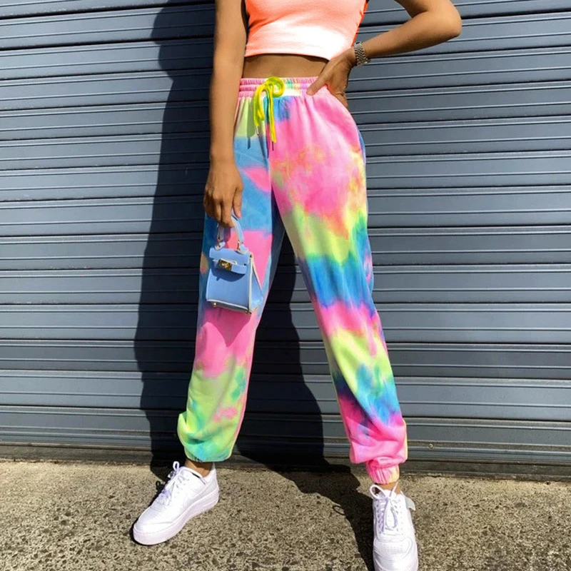 

Autumn Women trousers 2021 Summer Tie-Dye Fashion Casual Sports Pants Female Harem Pants women Elastic Waist pants