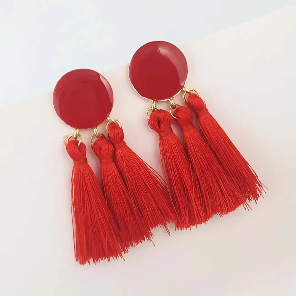 Богемные массивные Серьги-кисточки золотистый цвет Круглый Висячие серьги для