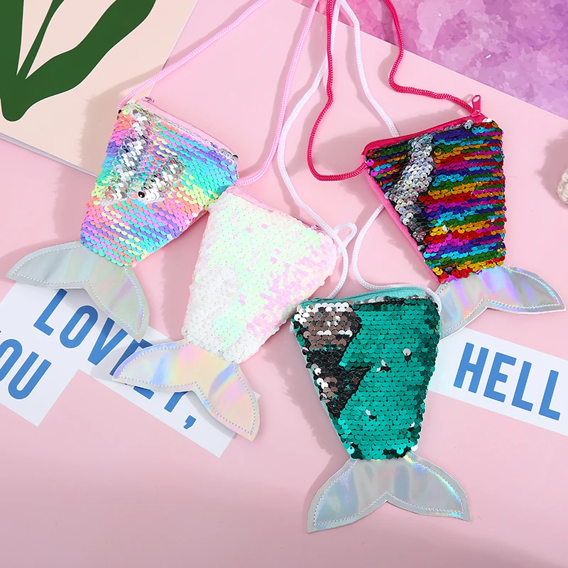 Плтье хвост русалки для детей монета сумка со стразами чехол с отделением