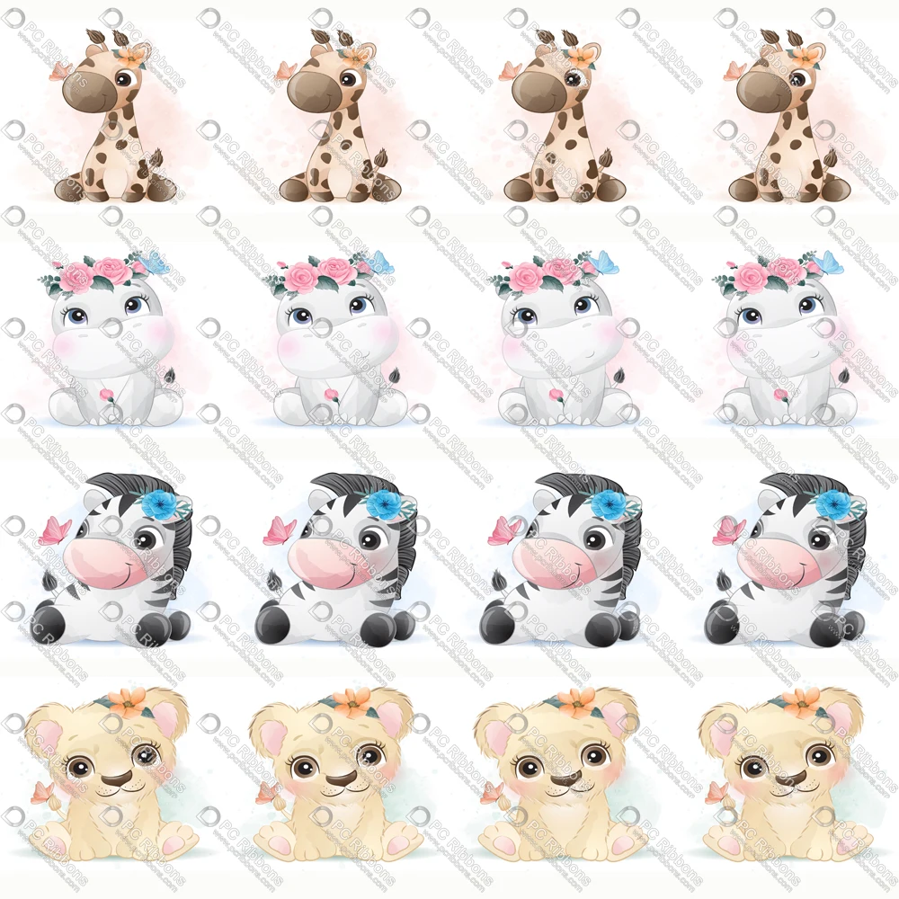 

Cute Cartoon Lion Printed Design Customized Lanyard/Satin/Grosgrain Ribbon for Crafts DIY Handmade Materials Hair Bow CA193