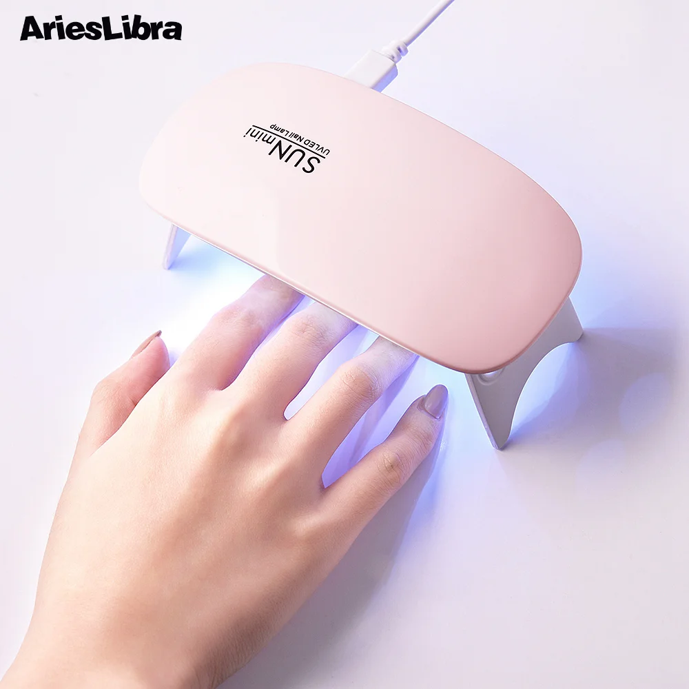 AriesLibra 6 Вт розовая светодиодная УФ лампа для фотолампы Сушилка ногтей 45s 60s