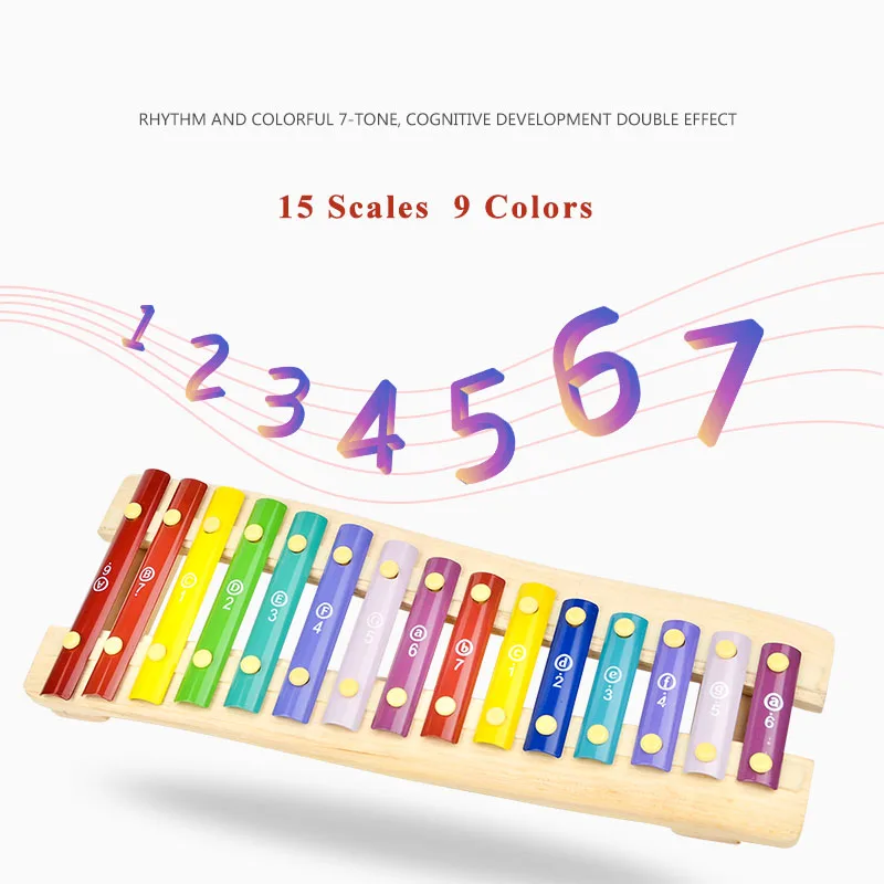 

Toy Woo Wooden Beat Tone Toy Piano Children Early Music Teaching Colourful Baby Knock Percussion Educational Gift for Kids