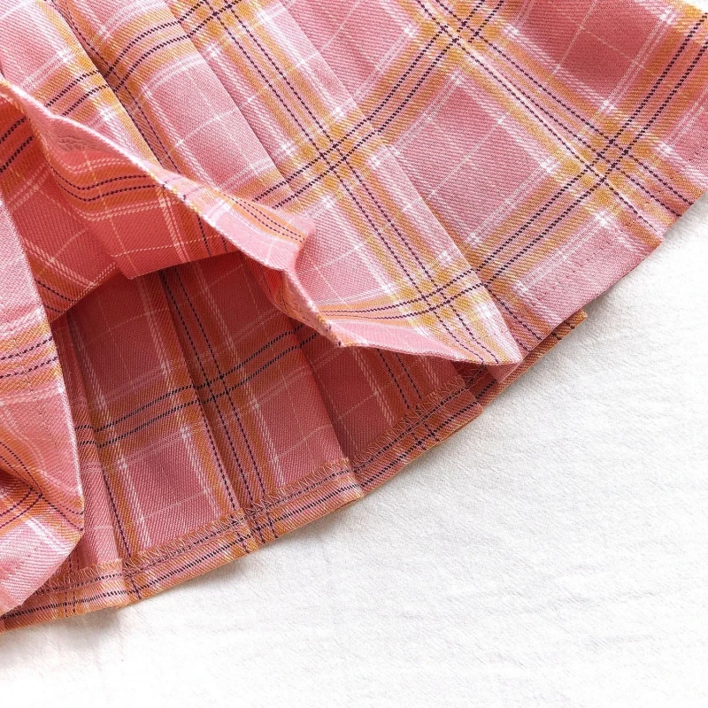 

Plaid Kids Girls Skirt Summer A-Line Female Pleated Skirts Casual High Waist Women Girls Short Skirt 130-15 Size