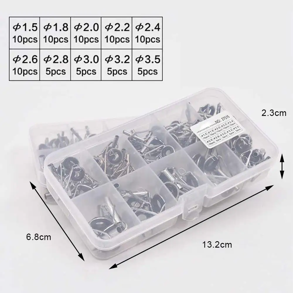 80Pcs Fishing Rod Guide Rings Oval Eyes Guides Line Set Top Eye Repair Kit | Спорт и развлечения