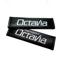 carbon fiber leather car safety belt shoulder cover breathable protection cushion for skoda octavia 3 5e a7 mk4 octavia logo car