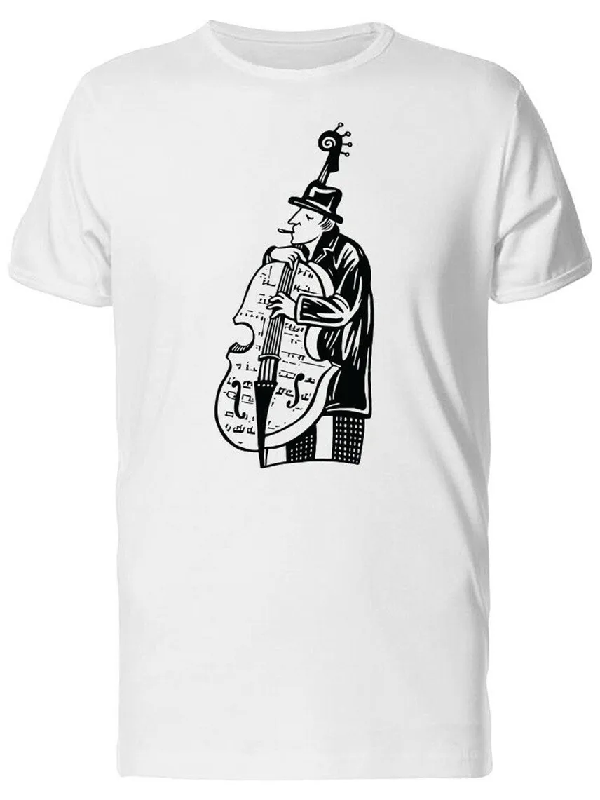 Мужская футболка джазового музыканта с контрабасом изображение для молодежи