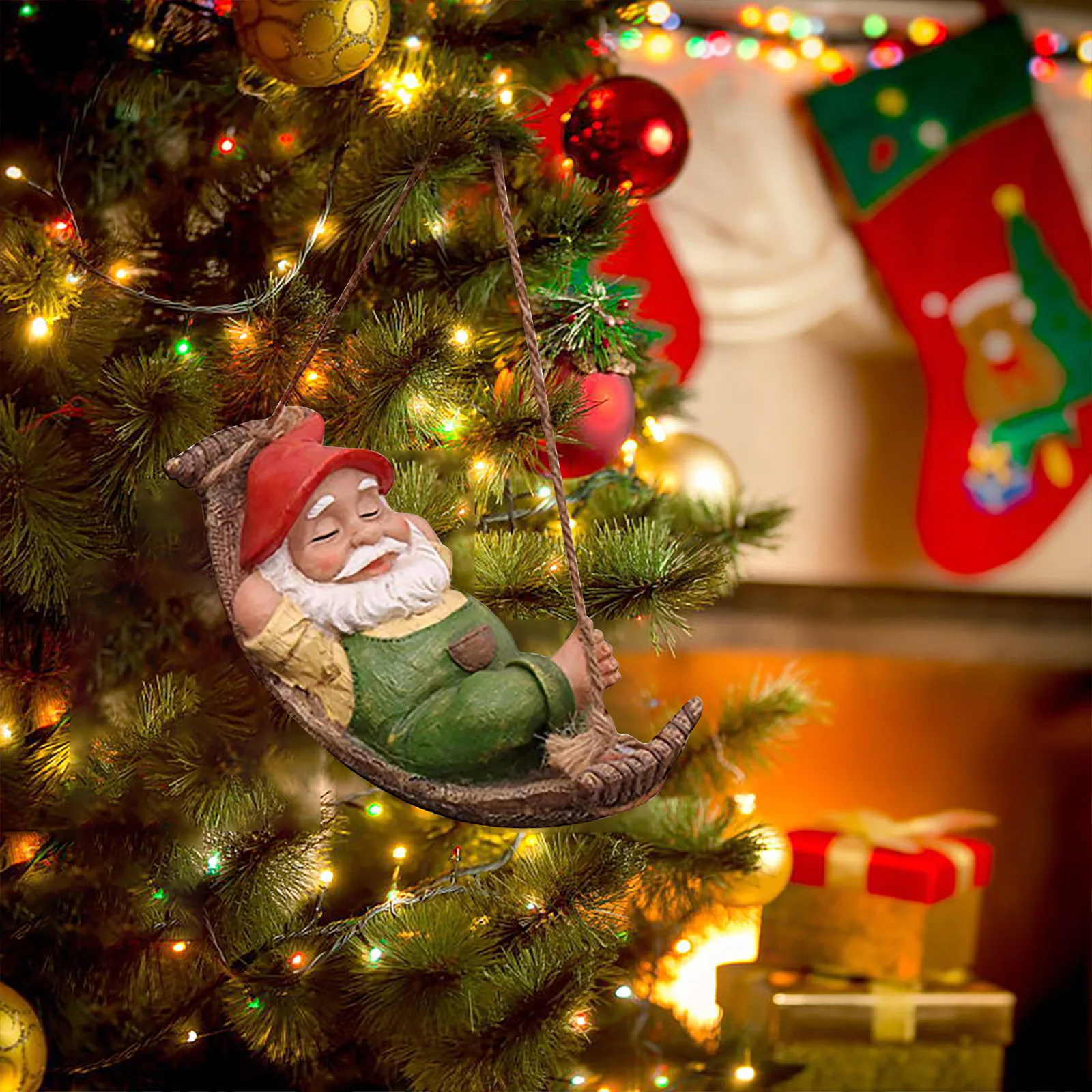 

Рождественское украшение, подвесной карликовый гамак, фигурки из смолы для сна, подарок для дома в помещении, Рождественское украшение, Рож...