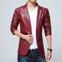 fall 2021 new suit leather jacket business fashion mens jacket mens slim fit leather leather jacket leather suit coat for men