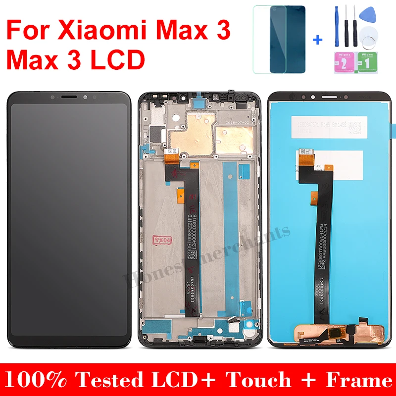 6.91"Original LCD For Xiaomi Max3 LCD Display Digitizer Assembly For Xiaomi Mi Max 3 LCD Screen Replacement With Frame