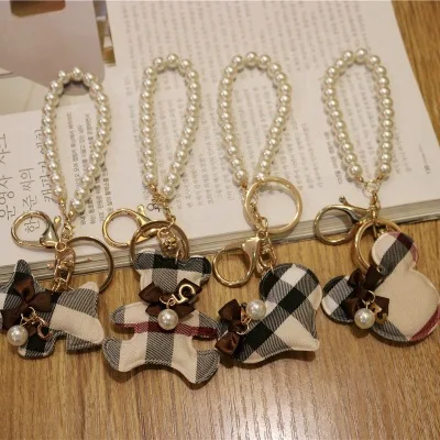 Новинка модный брелок ручной работы в клетку с медведем аксессуары из ткани