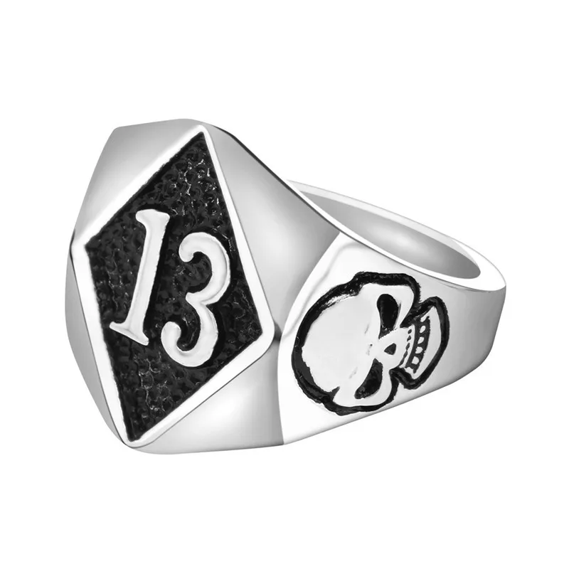 Прямая поставка Размер 7 18 дизайнерское байкерское кольцо Lucky Number 13 из