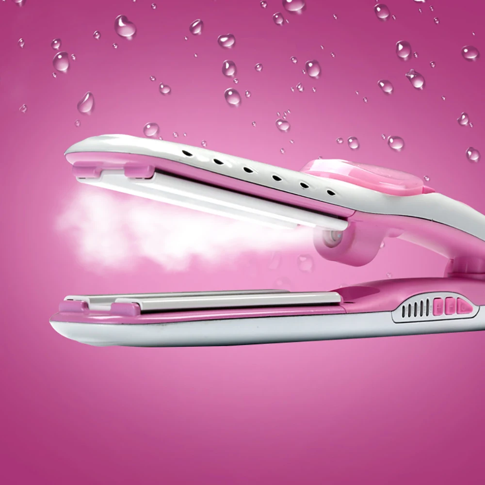 Kemei Профессиональный Салон Керамический выпрямитель для волос масло паровой