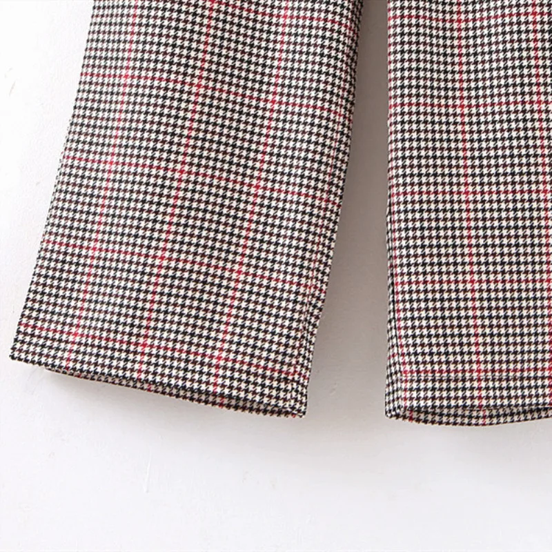 Женские клетчатые широкие брюки для офиса женские элегантные штаны с рисунком