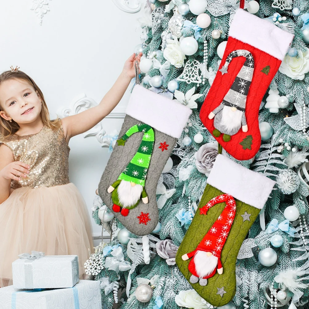 Christmas Stocking Sack Xmas Gift Candy Bag Noel Decorations for Home Navidad Sock Tree Decor 2022 New Year | Дом и сад