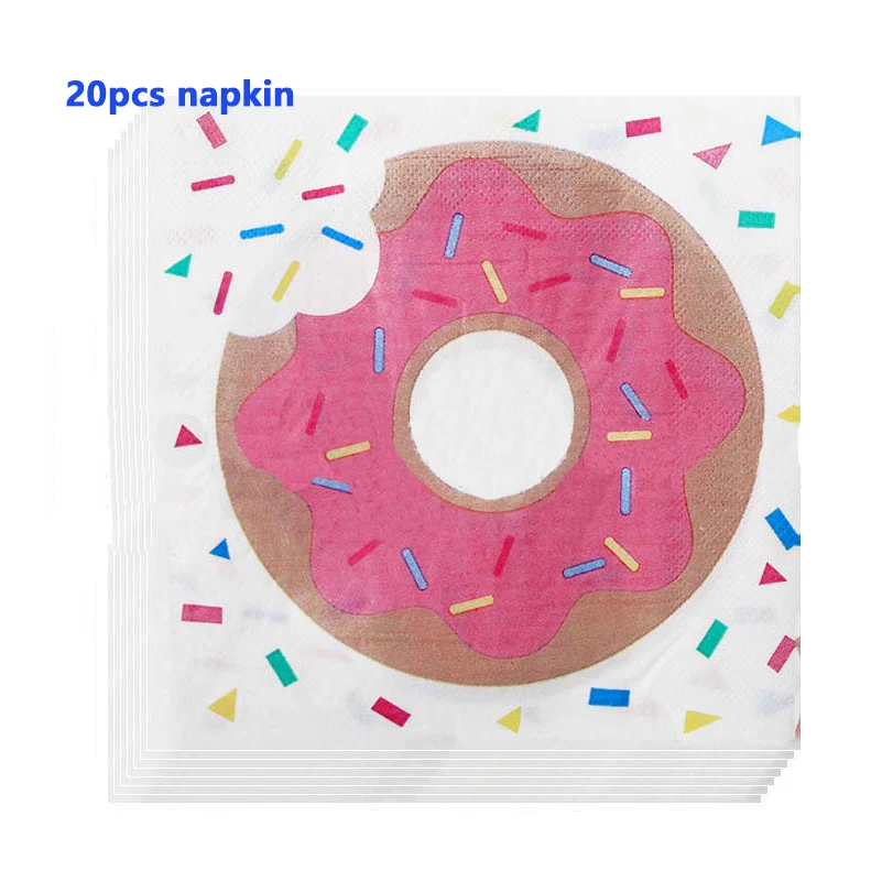 20pcs napkin Летняя Вечеринка пончик мороженое тема украшения для кексов тарелка сотовый флаг с мячом коробка конфет набор день рождения, детский душ вечерние поставки - Цвет: 20pcs napkin