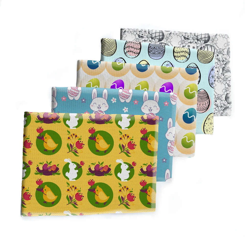 

Easter, eggs, rabbits Print Bullet Strech Cotton Fabric for DIY Home Tex Bags Handmade Materials 50*145cm