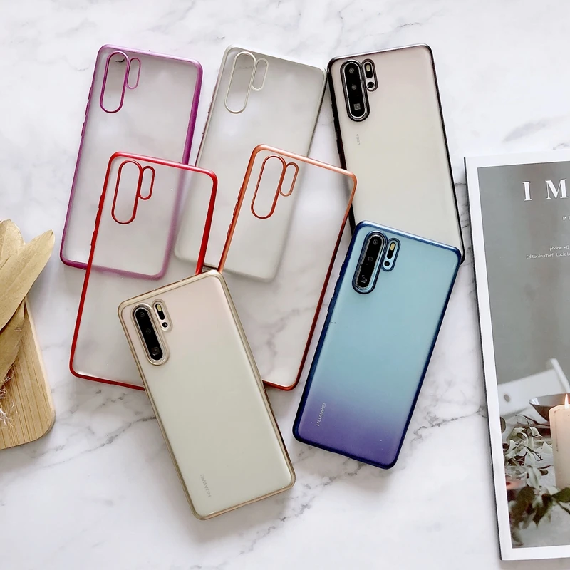 Цветной матовый мягкий силиконовый прозрачный чехол из ТПУ с покрытием для Huawei P30