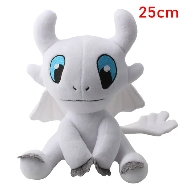 white sit 25cm Новинка, Как приручить дракона 3 скрытый мир, плюшевая игрушка, ваш беззубый светильник, Fury/Ночная Фурия, мягкие куклы, игрушки, детский подарок - Цвет: white sit 25cm