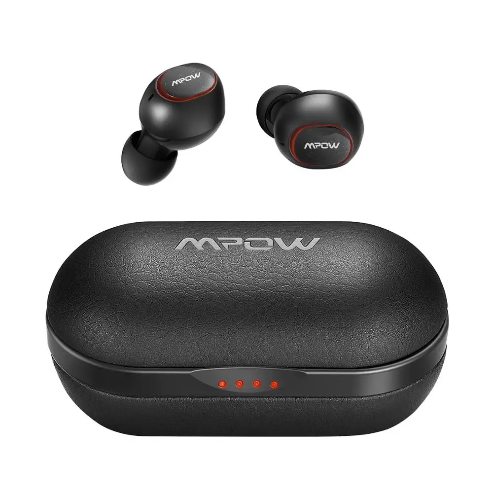 Mpow T5 TWS Bluetooth 5.0 Наушники 3D Стерео Беспроводные наушники Handsfree Мини AptX Наушники IPX7 Водонепроницаемый С 36 часов воспроизведения - Цвет: Black TWS Earphone