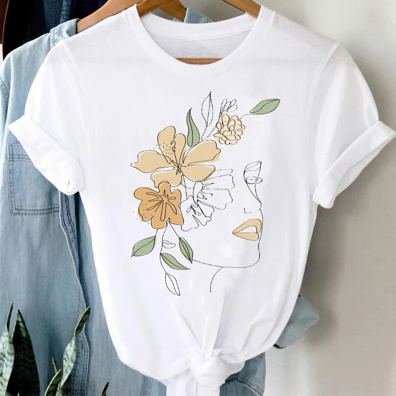 

Street Fashion Art Printing Watercolor Trend Clothing Flower 90s Fashion Clothes Graphic Women's T-shirt Top Lady Female Tee