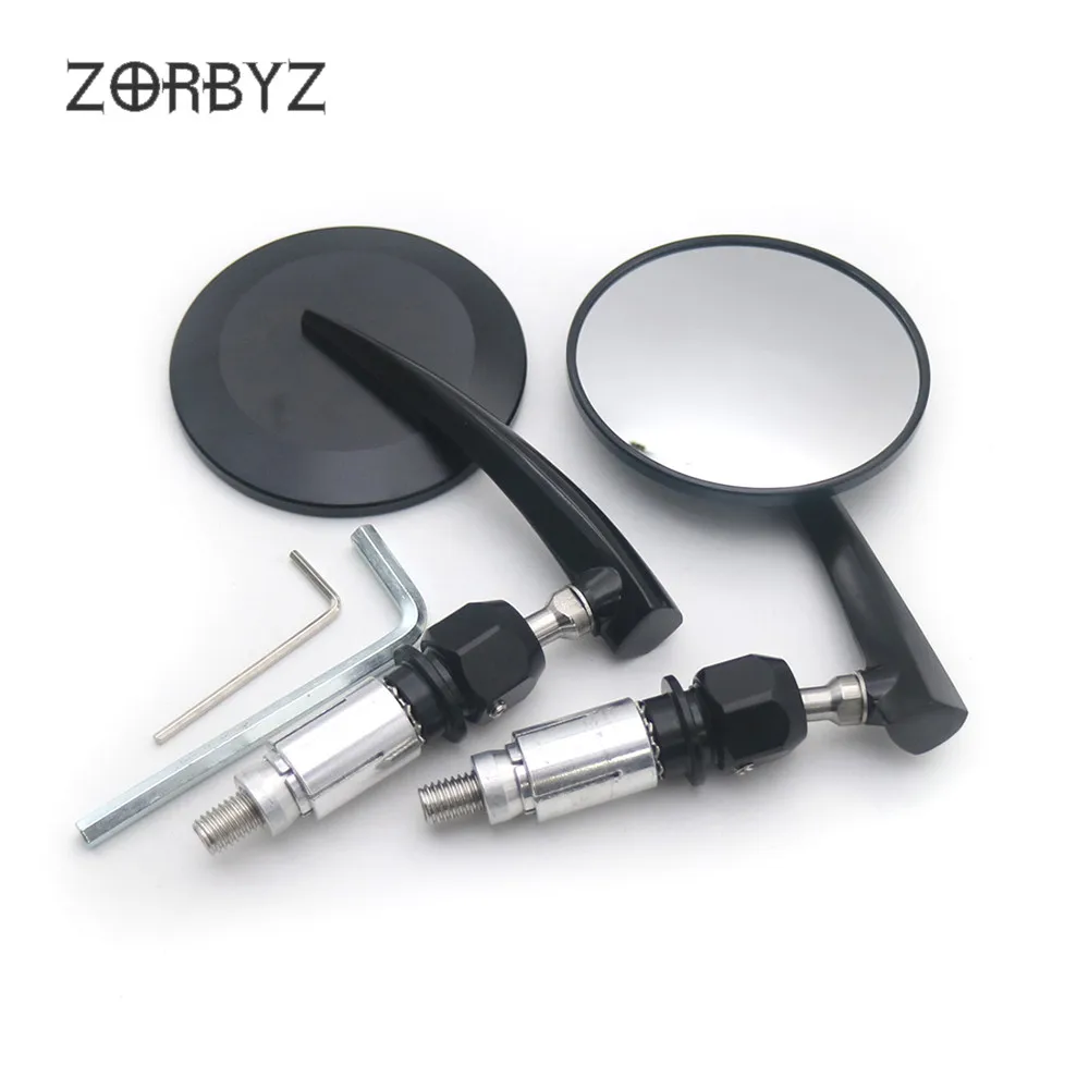 Черные мотоциклетные боковые зеркала заднего вида ZORBYZ с круглой ручкой в стиле