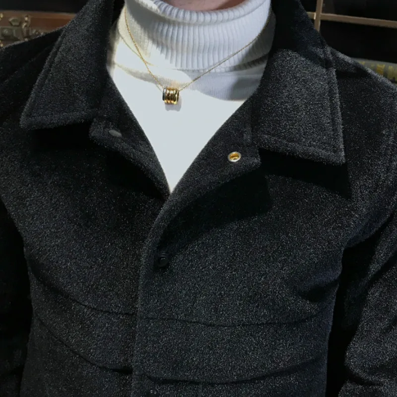 

Men's 2019 Winter Jacket Casual Fit Korean Wool Blends Coats Social Short Paragraph Windbreaker Streetwear Casaco Masculino