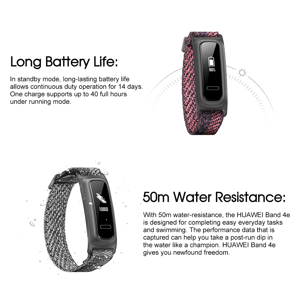 Смарт-браслет HUAWEI Band 4e фитнес-трекер Браслет беговая Обувь для баскетбола спортивный режим 5ATM водонепроницаемые часы Honor Band