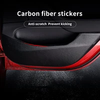 car anti kick pad fit for tesla model 3 interior door protection mat anti dirty protective cover trim sticker carbon fiber style