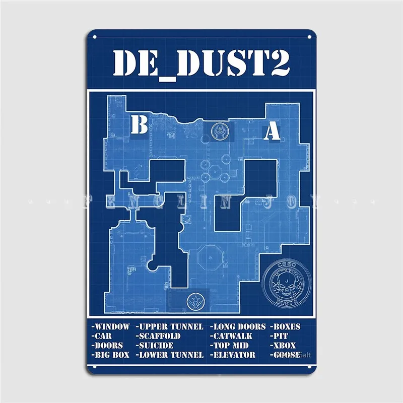 

Csgo De_Dust 2 Poster Metal Plaque Club Bar Plaques Wall Cave Funny Tin Sign Poster