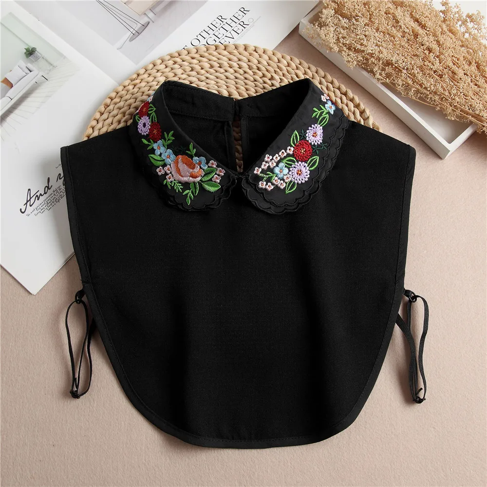 

Sitonjwly Womens Embroidery Shirt Fake Collar Removable Mujer Faux Cols White Sweater False Collar Lapel Shirt Blouse Detachable