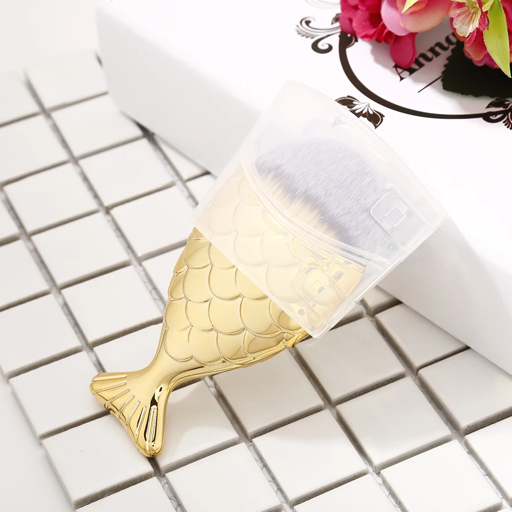 Miss Gorgeous 1pc Fish Shape Makeup Brush Cosmetic Foundation Brushes Beauty Make Up Tool Accessories Pinceaux Maquillaje Gold | Красота и