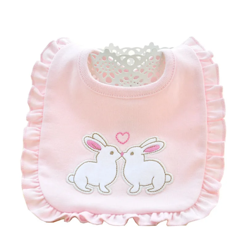 Baberos de algod&oacute;n de doble capa para beb&eacute;, toalla de Saliva de encaje rosa, ropa de eructo para ni&ntilde;a y ni&ntilde;o, Babador de alimentaci&oacute;n para beb&eacute;-4