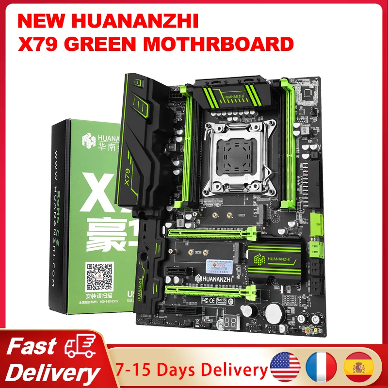 

HUANANZHI X79 GREEN V3.1 Motherboard LGA2011 ATX USB3.0 SATA3 PCI-E NVME NGFF M.2 Support ECC Memory Four Channel DDR3 adapter