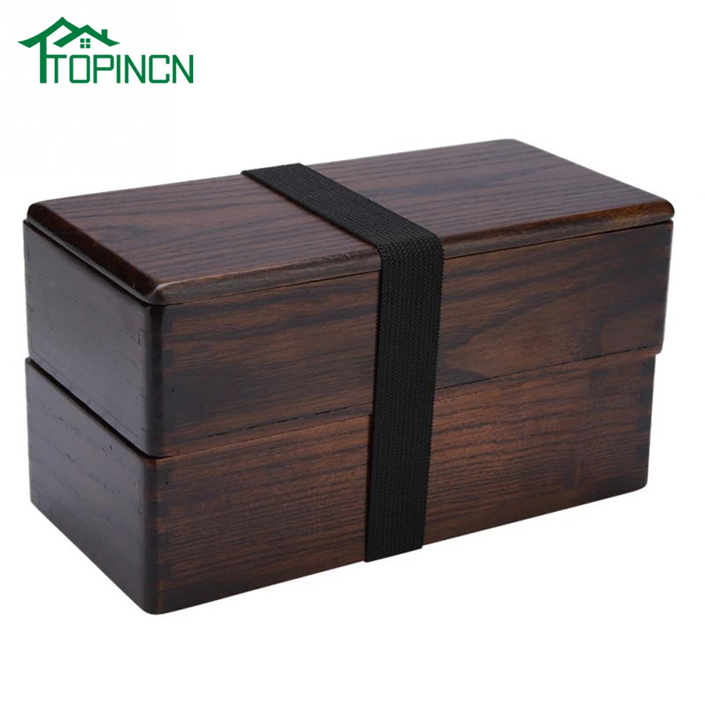 

Microwave Sush Box Japanese Wooden Bento Lunch Box Salad Sushi Box Portable Large-capacity Food Box Workers Student Tableware