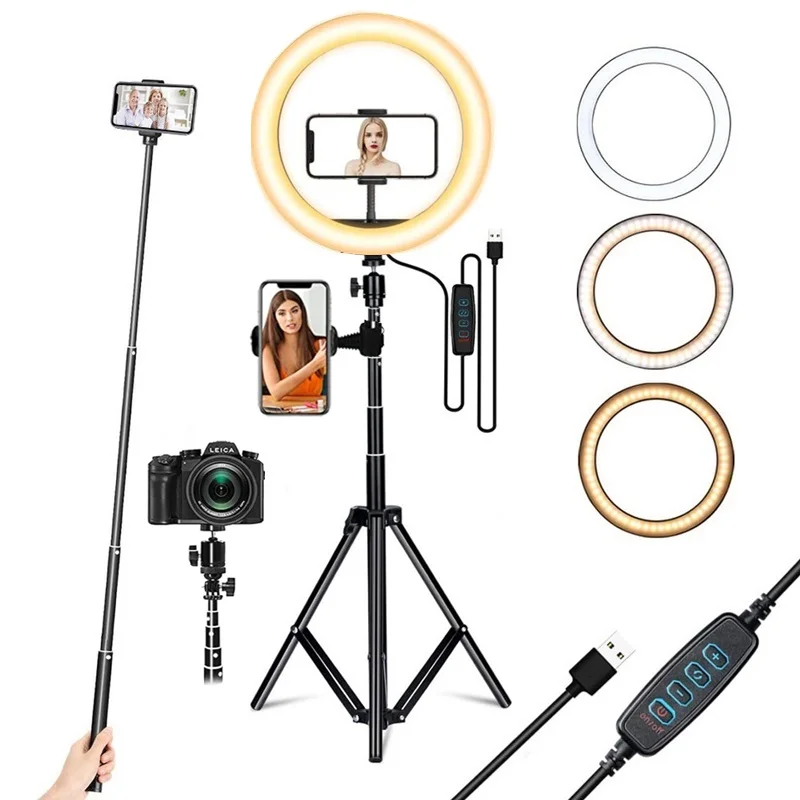 

Tongdaytech 16CM/26CM Dimmable LED Selfie Ring Light Phone Camera Led RingLight With Tripod For Makeup Video Live Aro De Luz