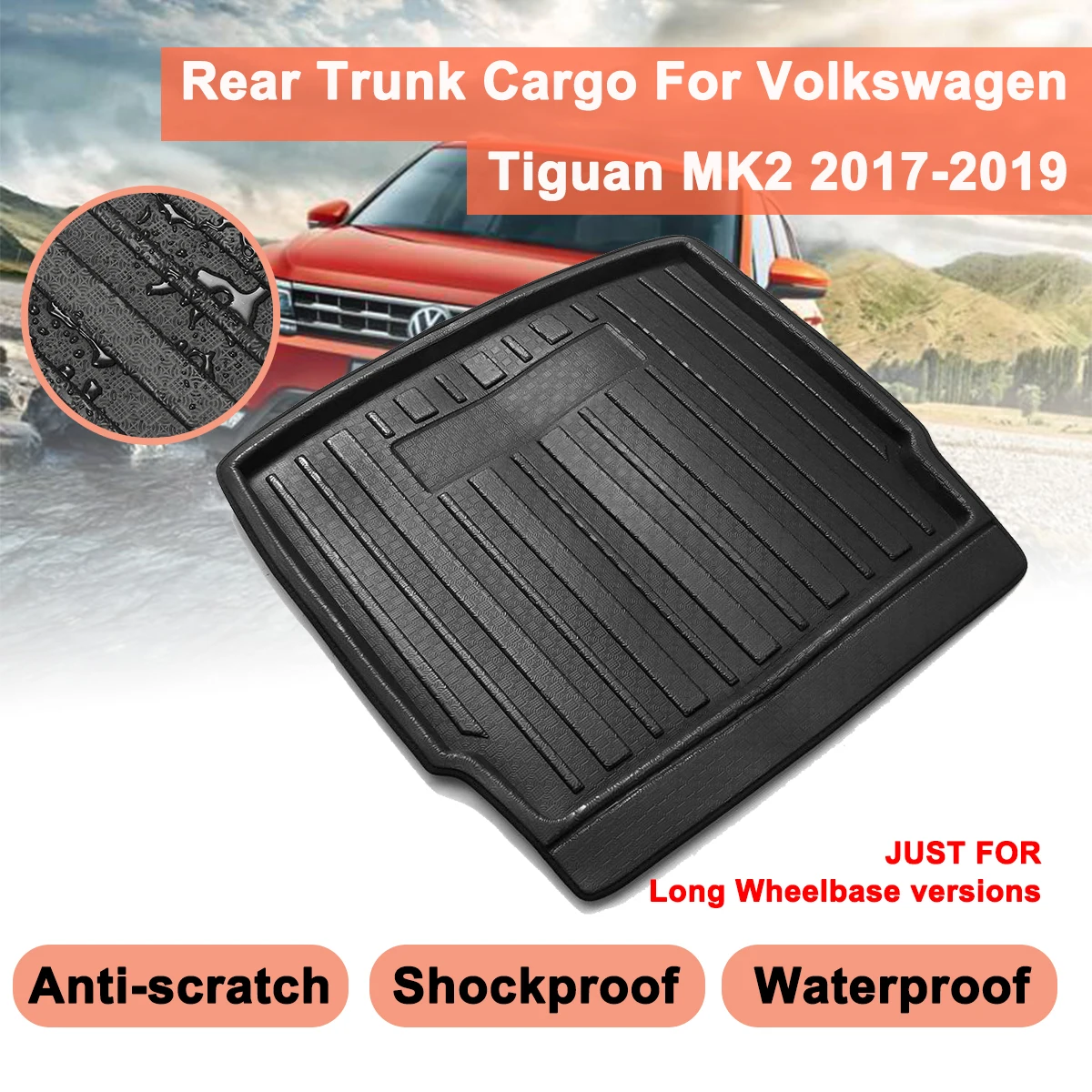 

Car Cargo Liner Boot Tray Rear Trunk Cover Matt Mat Kick Pad For Volkswagen For VW Tiguan MK2 2017 2018 2019 Floor Carpet