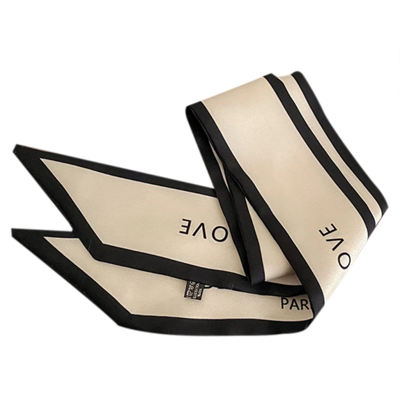 

Женский атласный длинный узкий шарф, винтажный облегающий шарф во французском стиле контрастной расцветки, повязка для волос с буквенным п...