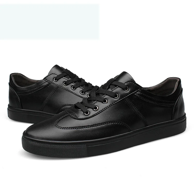 

Spring White Shoes Men Sneakers Casual Light Breathable Sneakers Outdoor lace up fashion Round toe casual genuine leather shoes