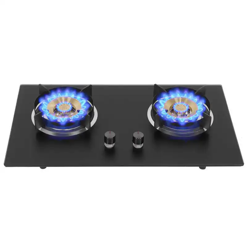

2 Burners Gas Stove Embedded Frosted Tempered Glass Liquefied Gas Stove Cooker Energy Saving Kitchen Cooking Appliance