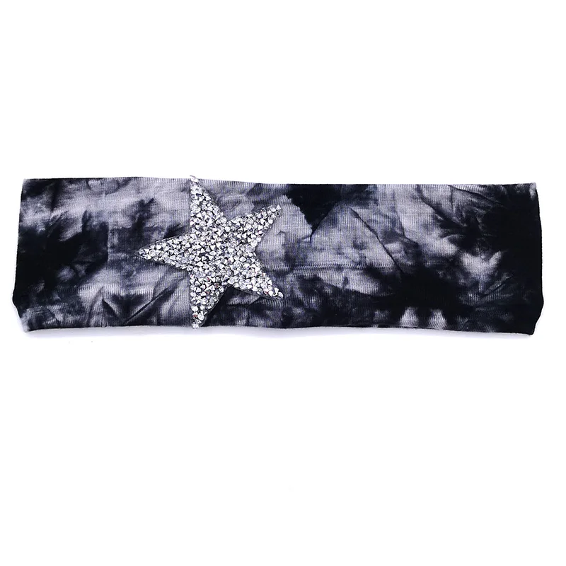 Детская Серебристая стразы повязка на голову из хлопка со звездами тюрбан для