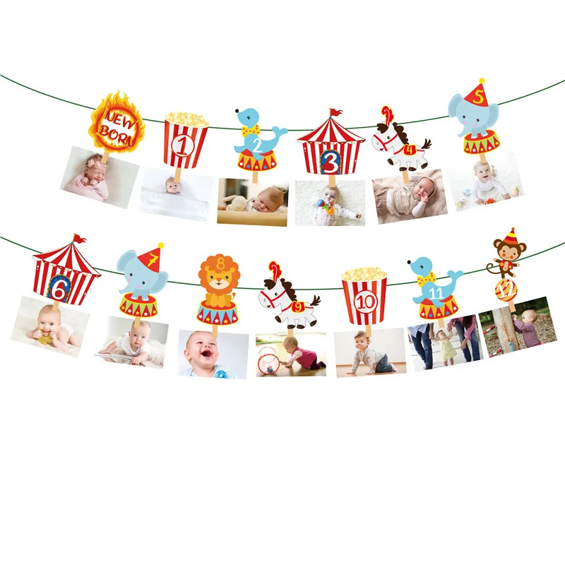 BA201 Baby Shower вечерние украшения карнавальный костюм мультфильм цирк животных фото Дисплей баннер малыш счастлив День рождения расходные материалы - Цвет: BA201