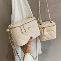 lattice square mini box bag 2021 fashion new high quality pu leather womens designer handbag chain shoulder messenger bag