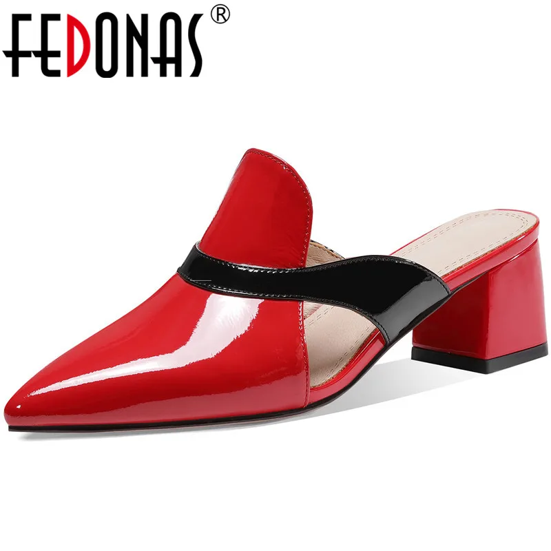 Женские туфли лодочки FEDONAS повседневные из лакированной кожи с закрытым носком