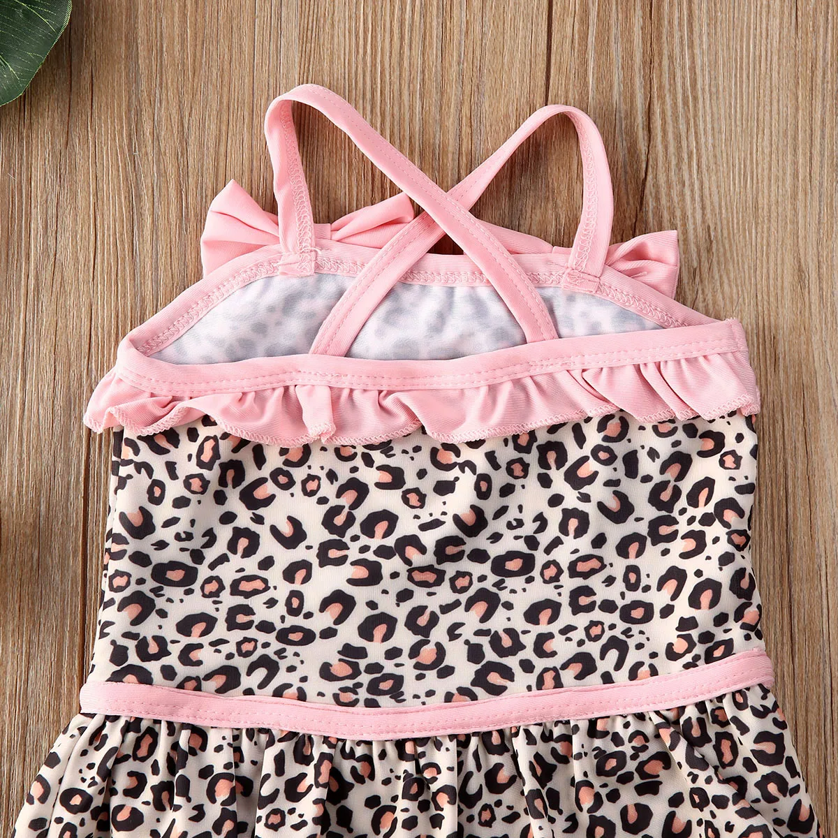 От 1 до 5 лет Леопардовый купальник для маленьких девочек бикини с оборками без