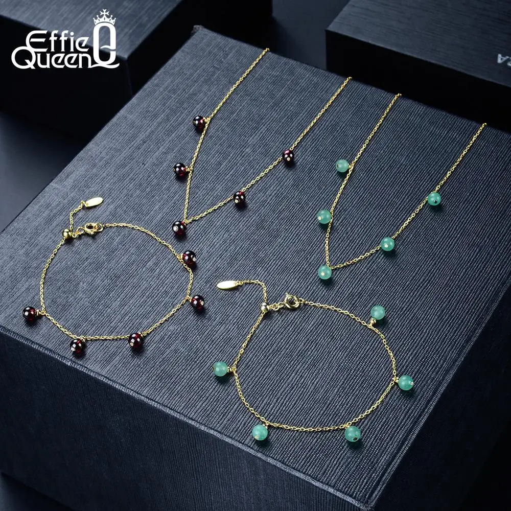Effie queen 925 пробы серебряные Красные ожерелья «Гранат» и подвески вечерние ювелирные изделия для женщин подарок на день рождения TSN149-R