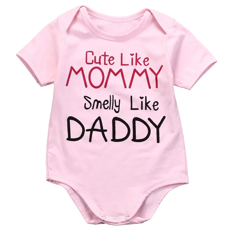 

0-18M Newborn Infant Baby Girls Clothes Pink Letter Printed Short Sleeve Romper Jumpsuits Baby Summer Sunsuit Clothes