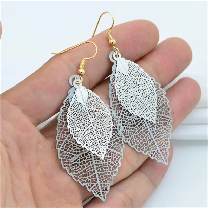 Женские серьги в виде листьев уникальные большие натуральных Подарочная