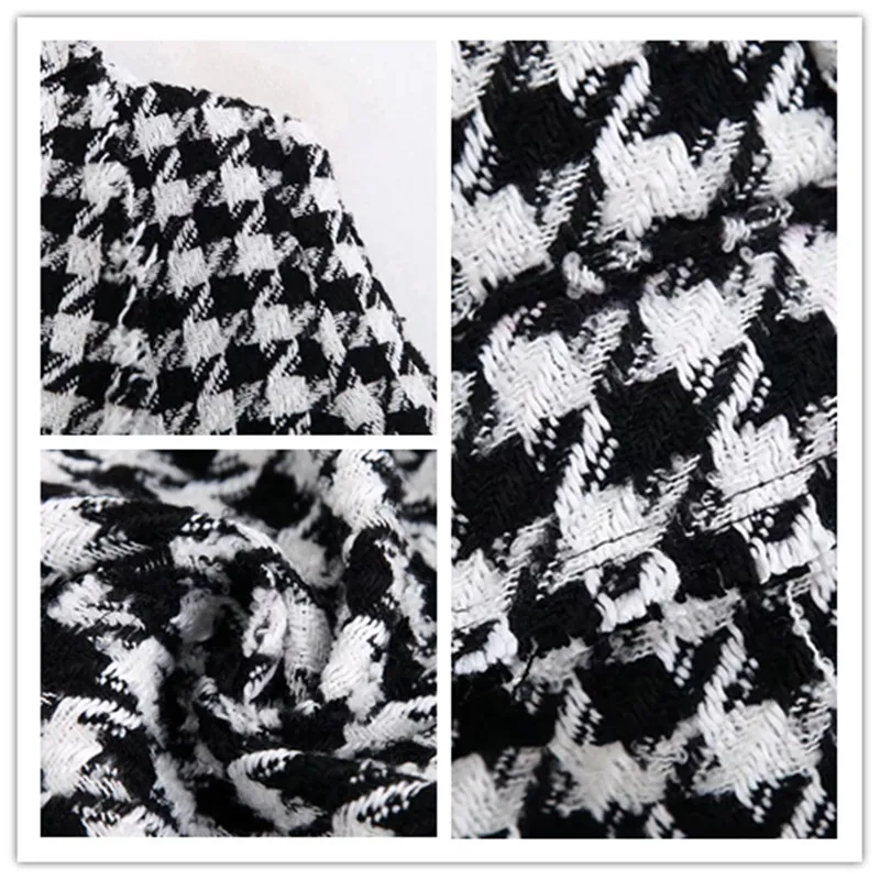 

Women Tweed Jackets Fashion Office Ladies Black Tassel Houndstooth Coats Female Autumn Vintage Thick Plaid Coat Girls Chic Y523