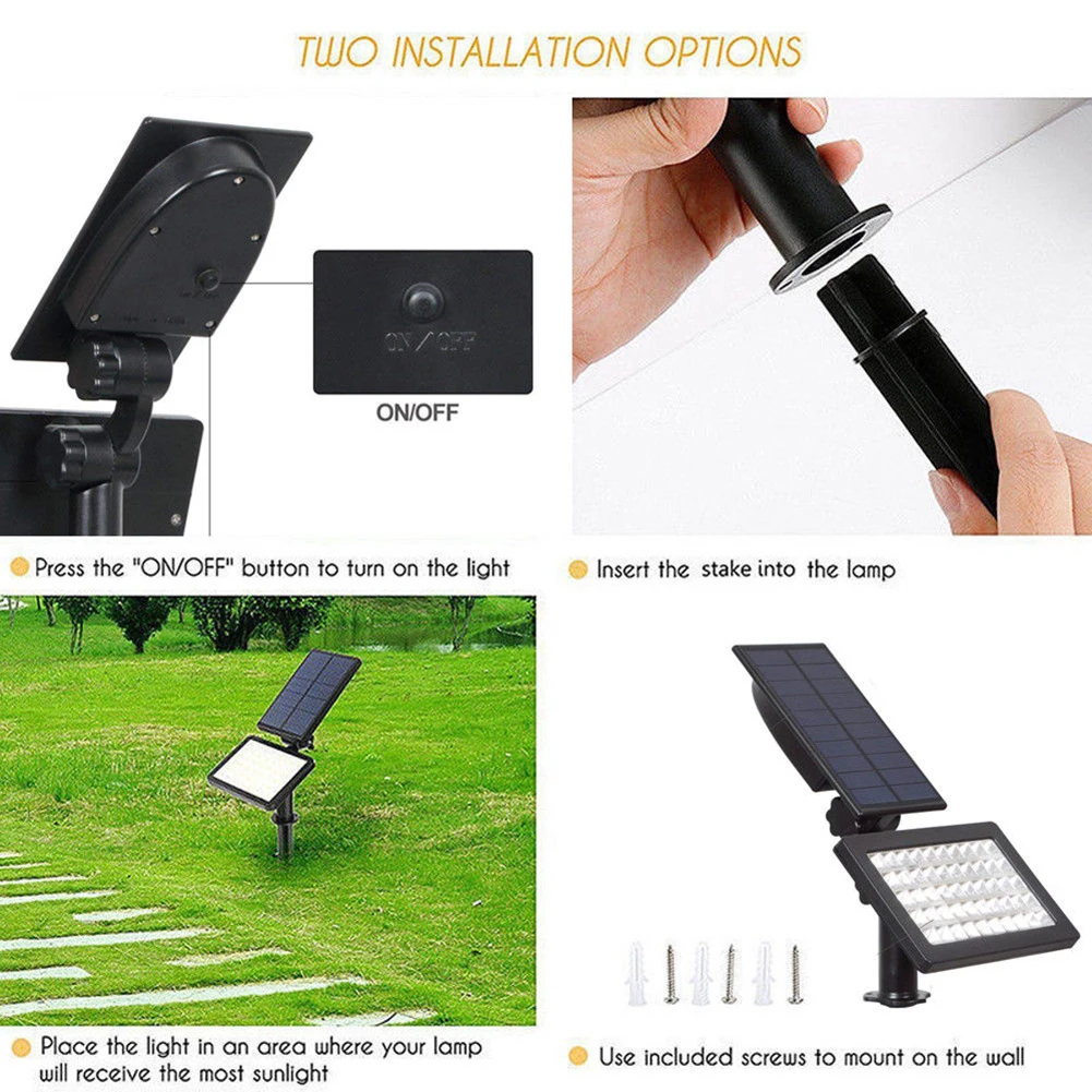 Солнечная энергия 48LED Точечный светильник ландшафтный s уличный садовый животный