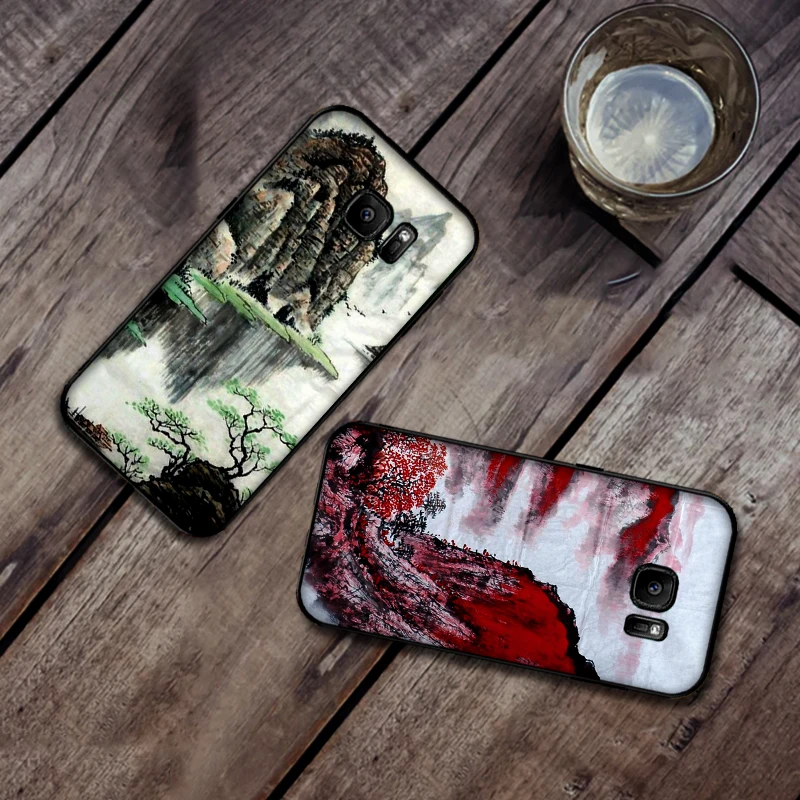 Китайский пейзаж Живопись мягкий силиконовый чехол для телефона Samsung Galaxy S8 S9 S10 Plus
